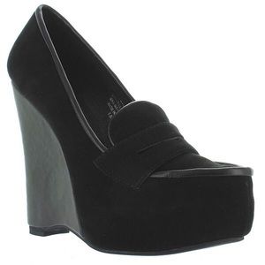 Jeffrey Campbell Lanie black suede penny loafer